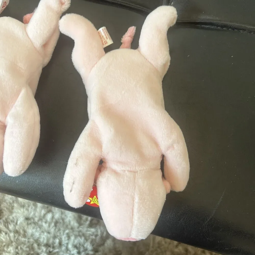 Ty Beanie Babies Squealer Pink Pig Retired (1993) Vintage Pig Lot Of 2